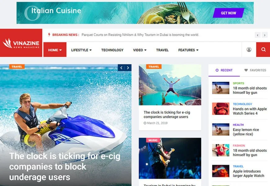 Vinazine adalah template blog Bootstrap responsif multi-konsep