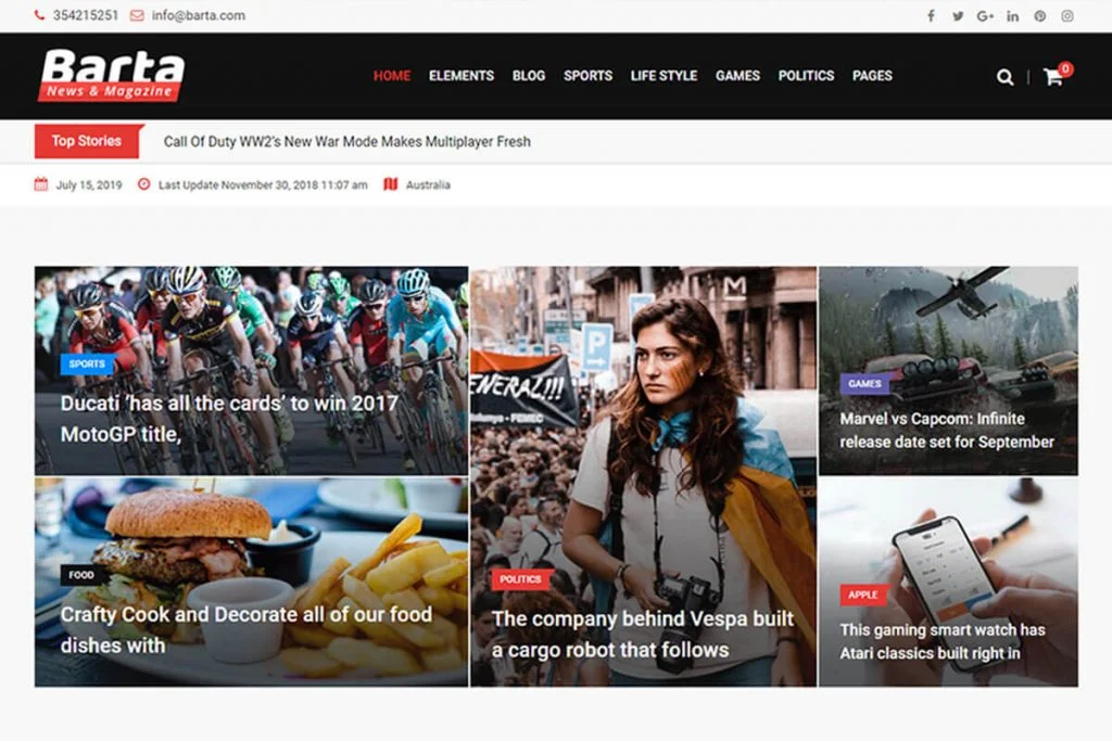 Tema WordPress Berita Barta