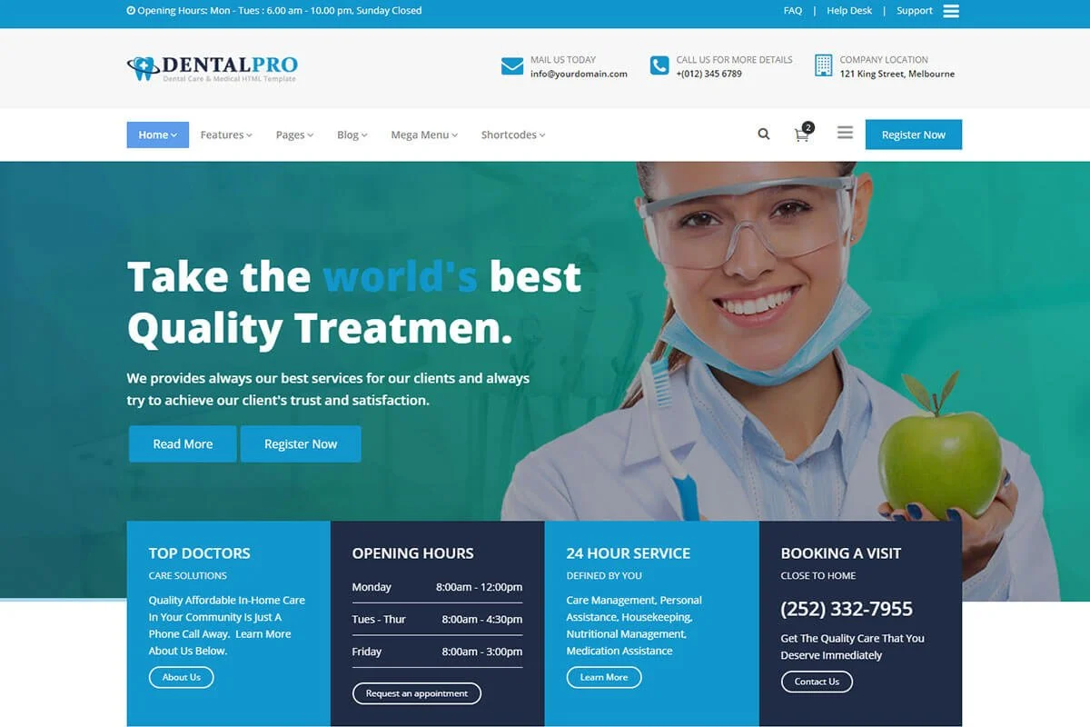 DentalPro-歯科用ウェブサイトテンプレート