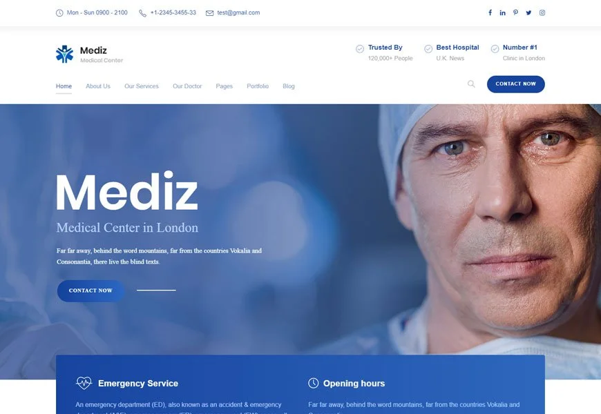 Mediz-医師のウェブサイトテンプレート