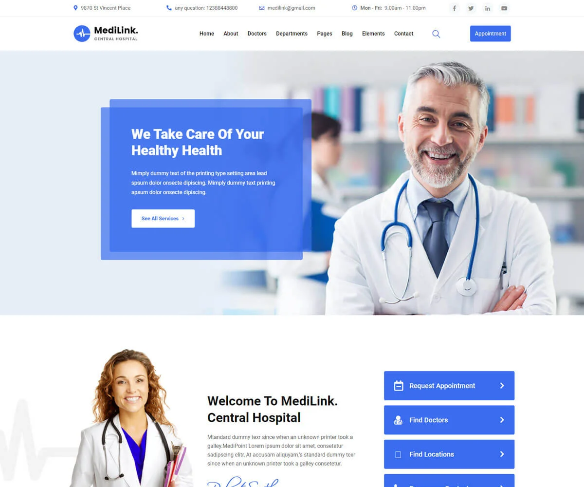 Medilink-医療ウェブサイトテンプレート