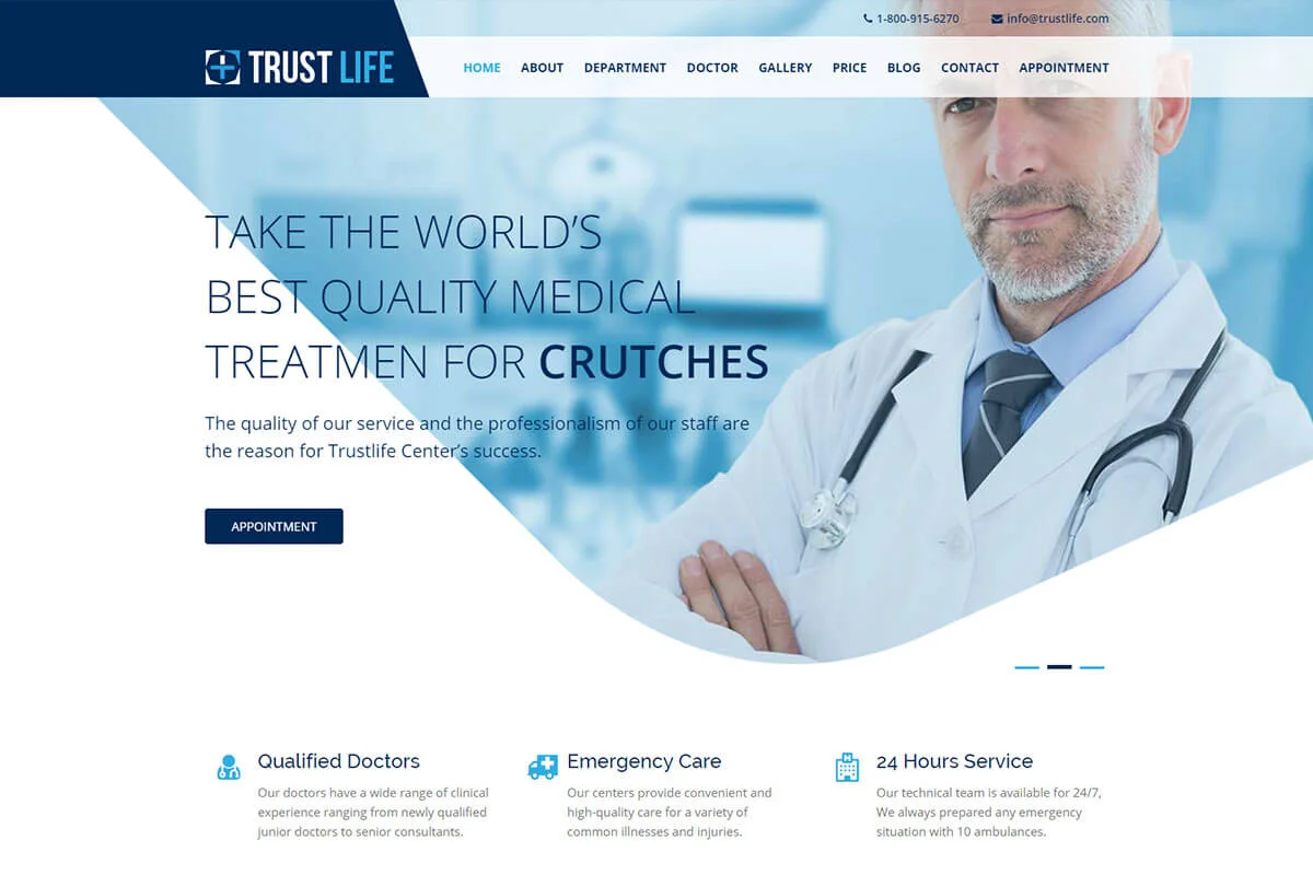 Trustlife-医療ウェブサイトテンプレート
