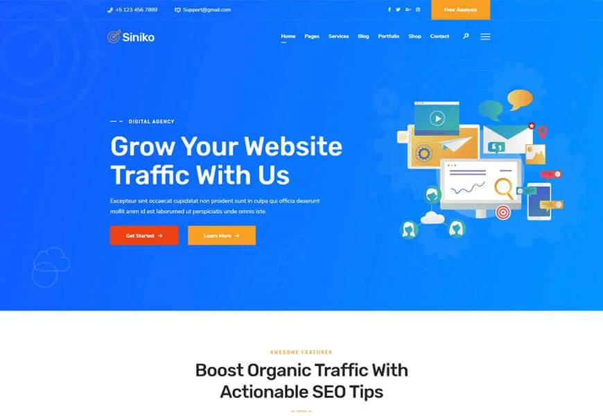 templat situs web agensi seo siniko untuk agensi seo