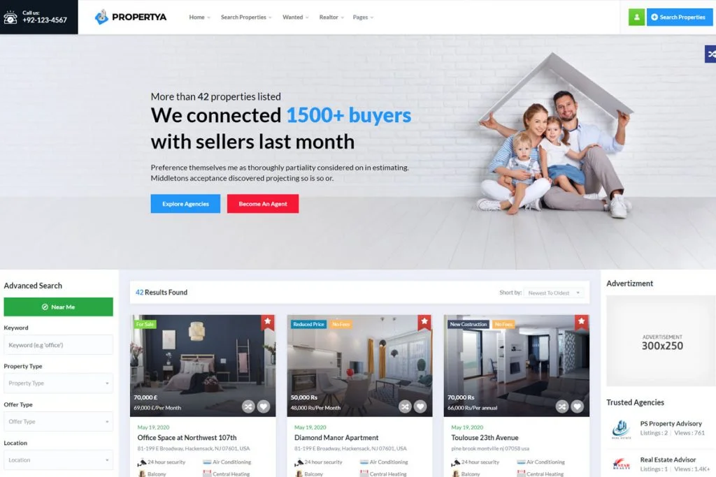 Propertya - daftar properti tema WordPress