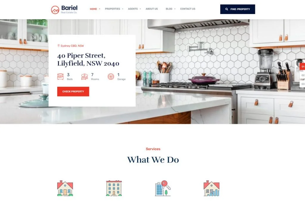 Bariel - daftar properti tema WordPress
