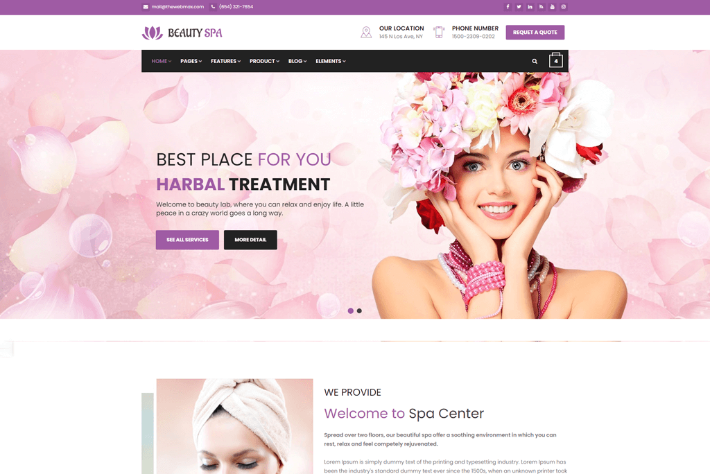 plantilla de sitio web de salón