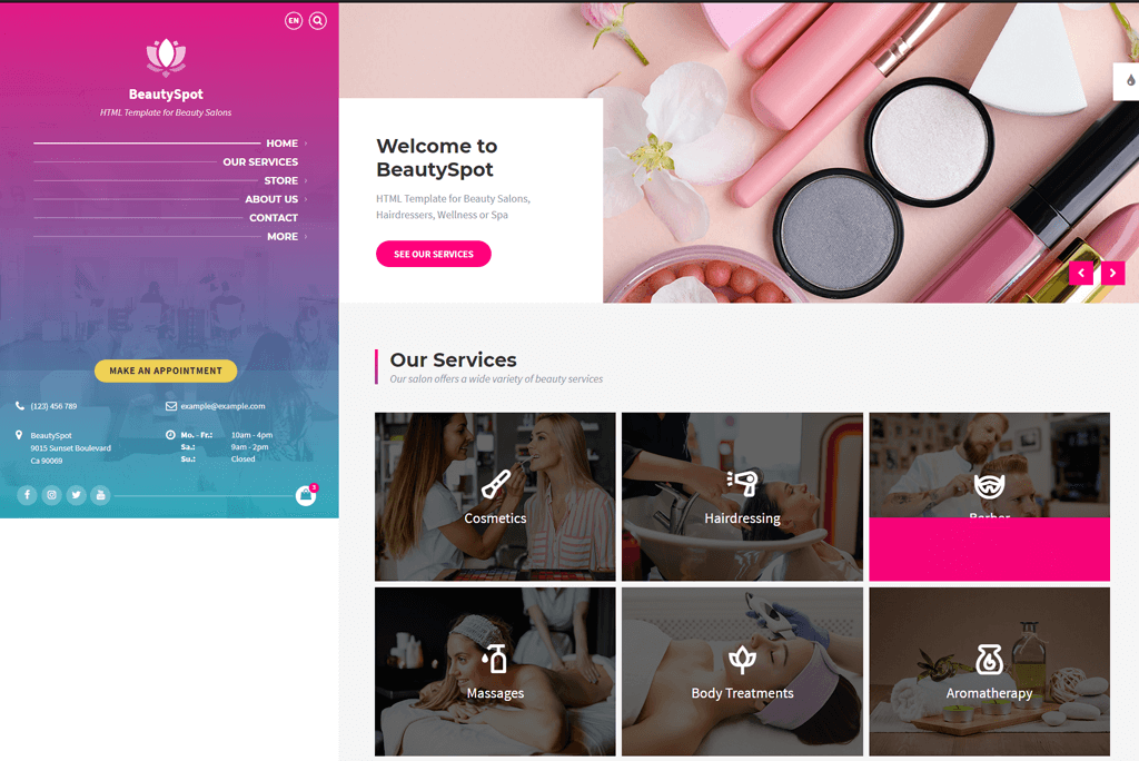 BeautySpot - plantilla de sitio web de salón de belleza