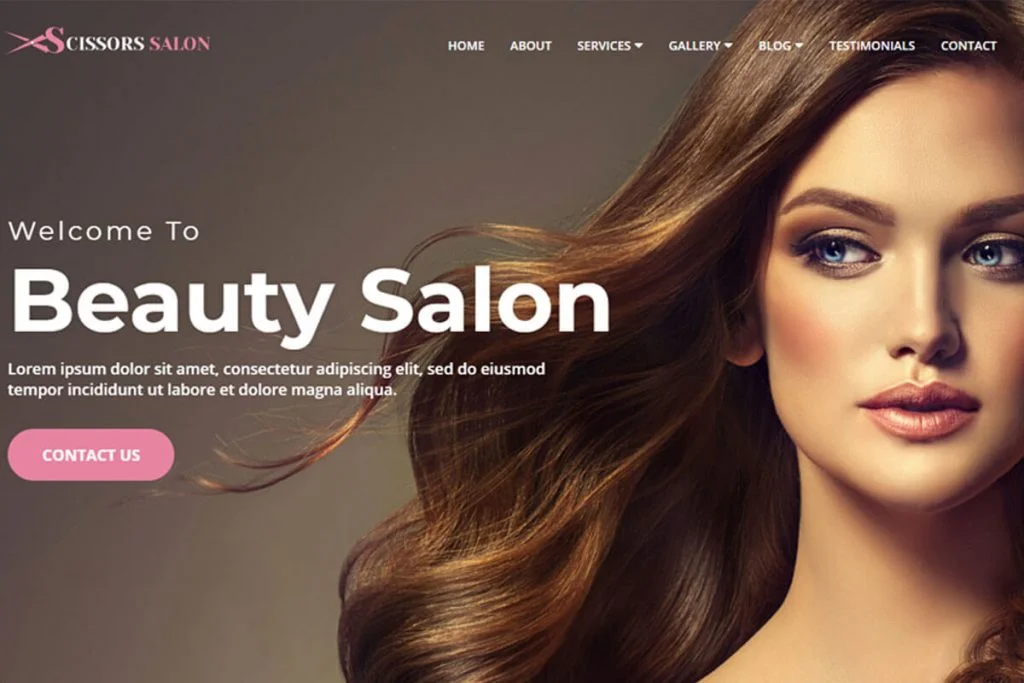 Scissors Salon es una plantilla de sitio web de peluquería perfectamente diseñada