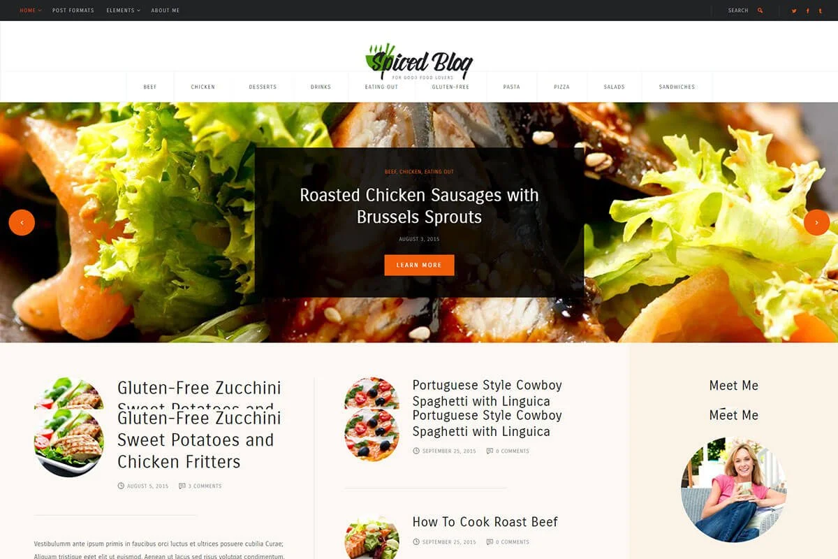 resep makanan responsif tema WordPress