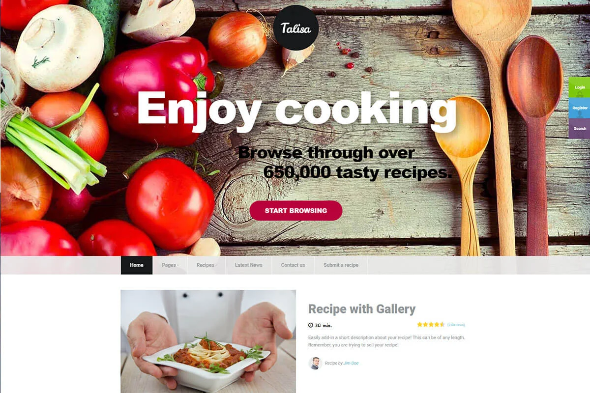 Telisha adalah tema WordPress resep makanan terbaik