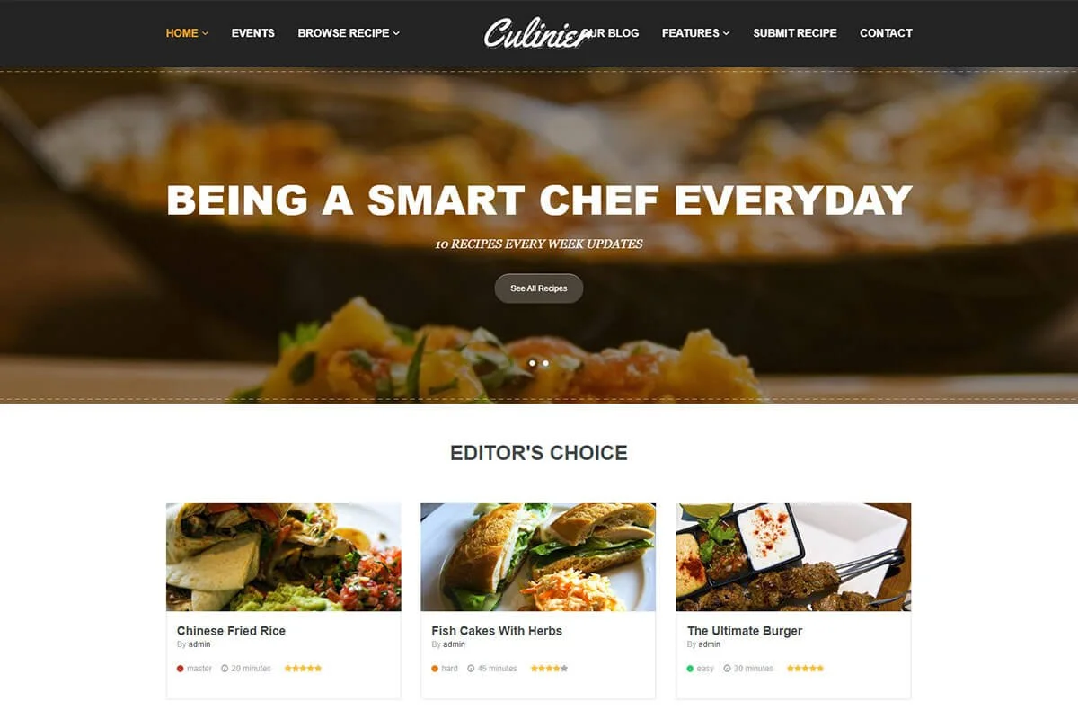 resep makanan responsif tema WordPress