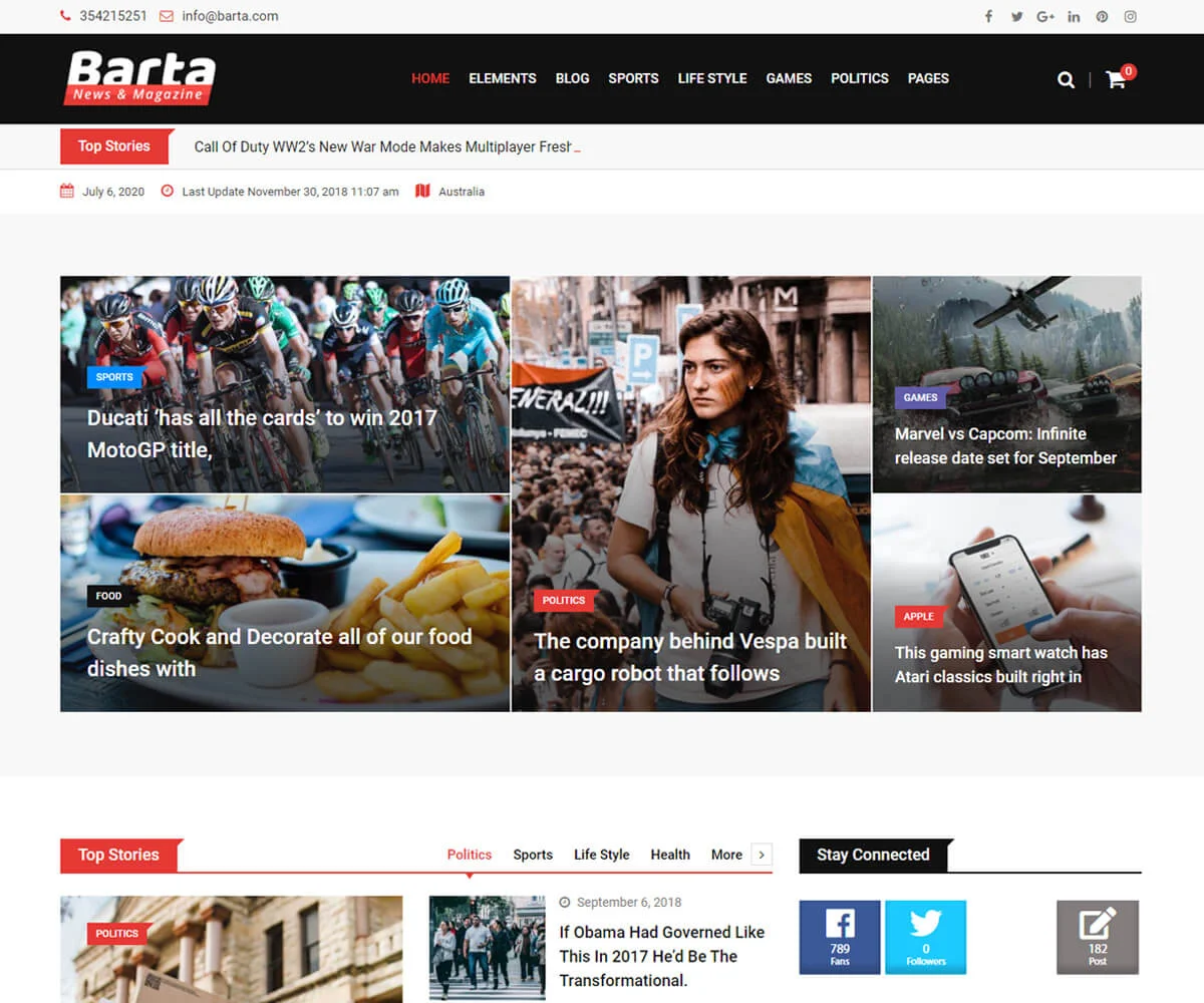 Șablon de site de știri Barta