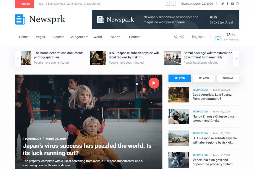 Newsprk - șablon de site de știri