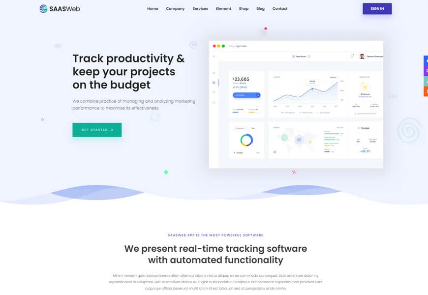 Tema WordPress pentru compania de software Saasweb