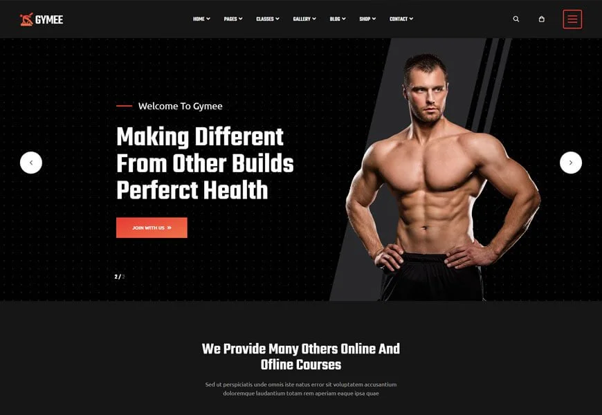Gymee fitness și șablon HTML5 pentru săli de sport