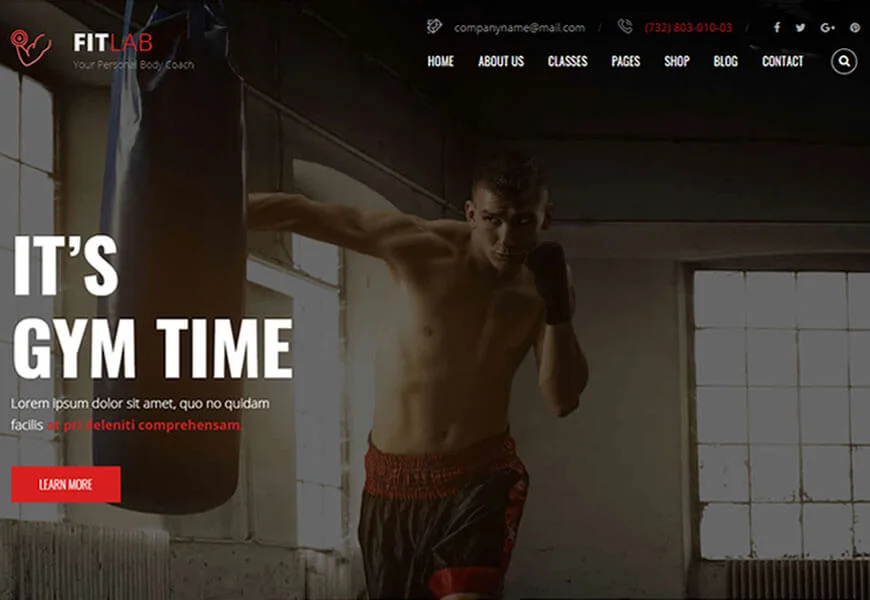 FitLab este șablonul de site-uri de gimnastică și fitness cu cel mai unic codat.