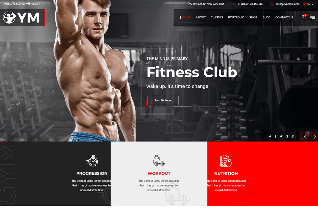 Gym Expert - șablon de site web de fitness pentru sală