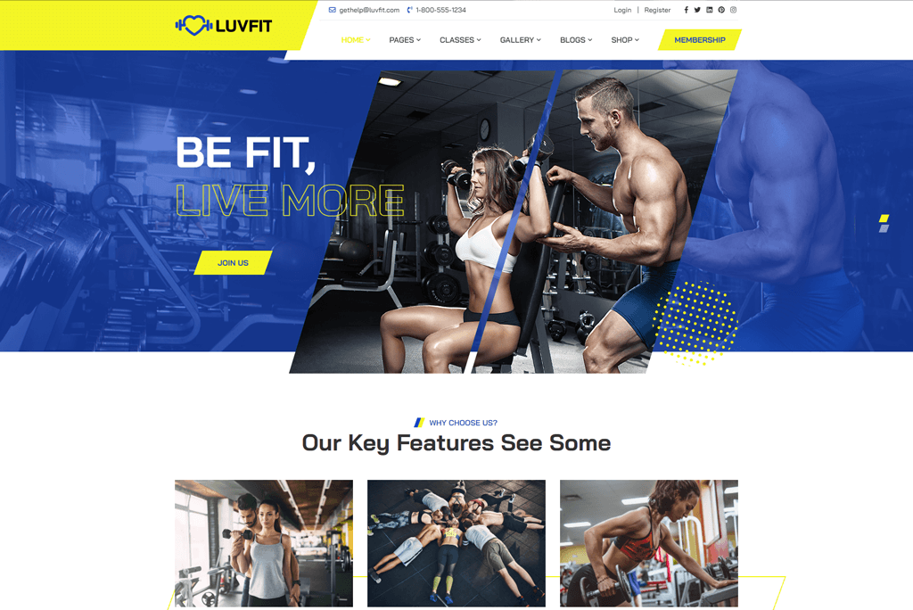 Luvfit - șablon de site pentru antrenori de fitness