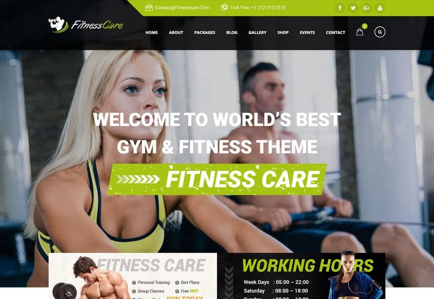 șablon de site web de îngrijire a fitnessului