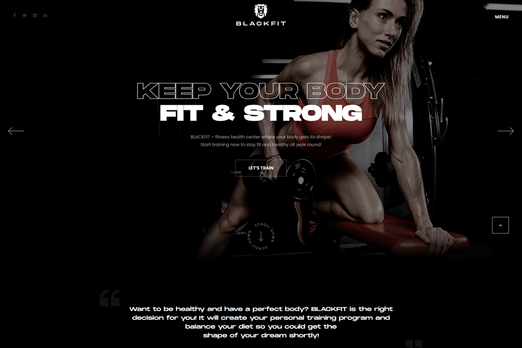 Blackfit - șablon de site web de fitness pentru sală
