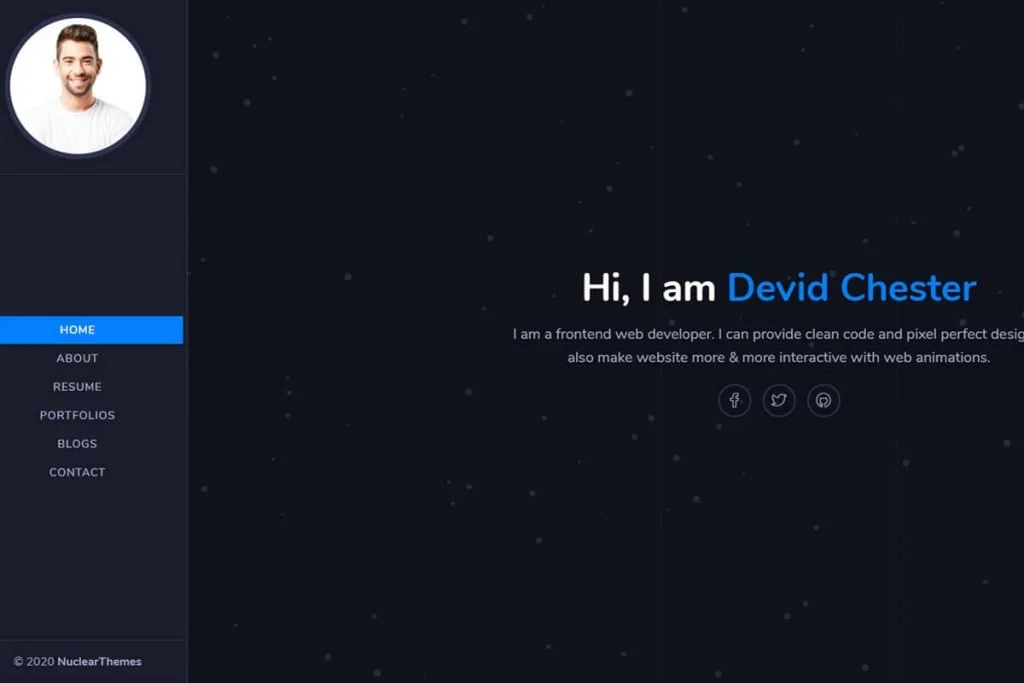 Chester is a React code and Bootstrap 4 personal portfolio website template