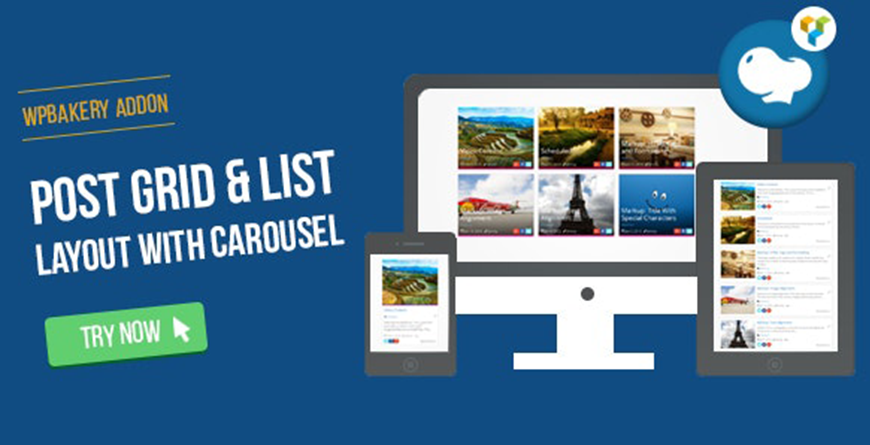 Posting Grid/Tata Letak Daftar dengan Carousel untuk WPBakery Page Builder