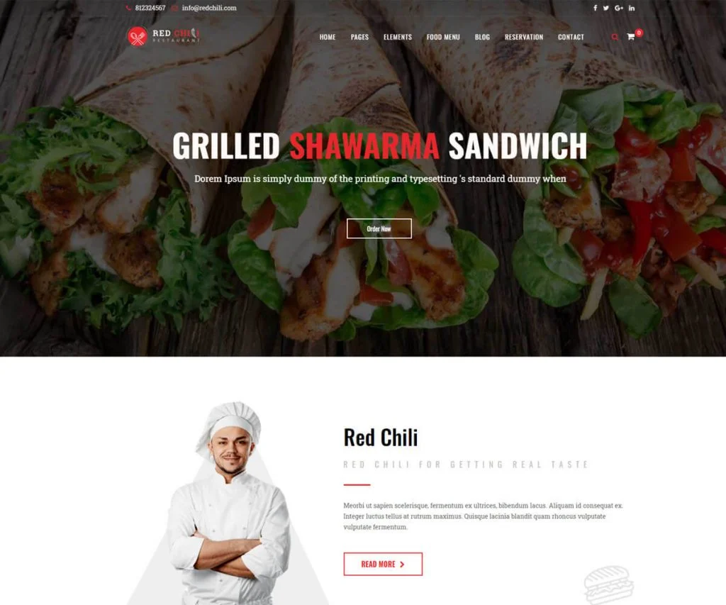 redchili salah satu templat situs web restoran terbaik