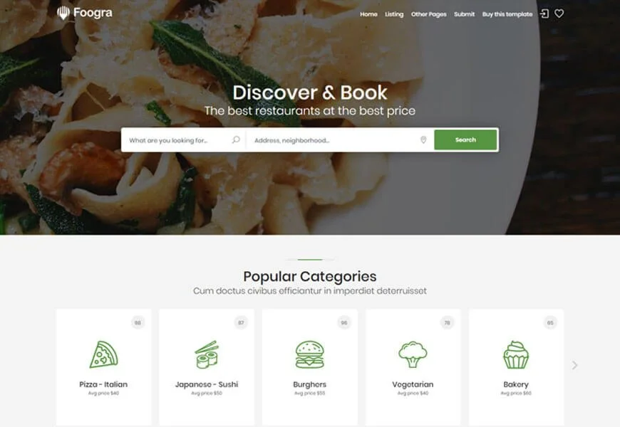 templat situs web restoran foogra