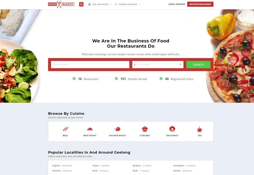 foodbakery - templat situs web restoran