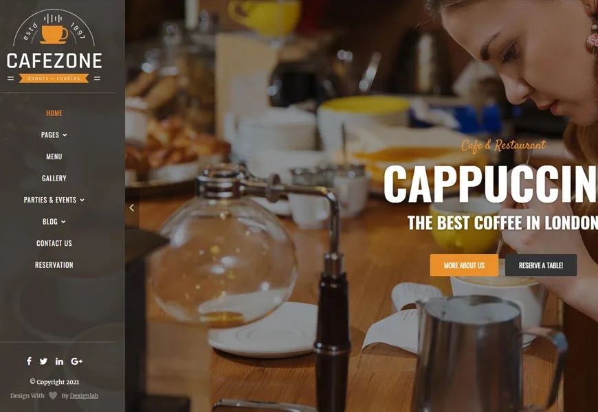 CafeZone - templat situs web restoran
