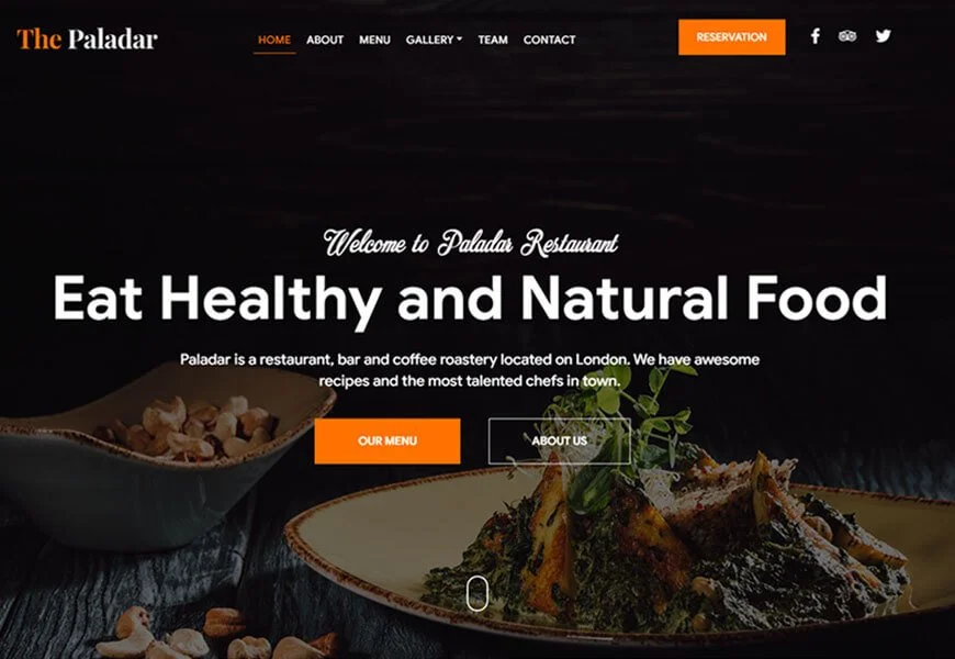 Templat situs web restoran Paladar