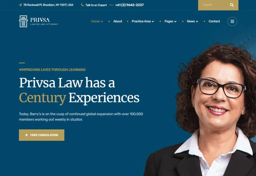 Privsa este una dintre cele mai bune teme WordPress pentru firme de avocatură