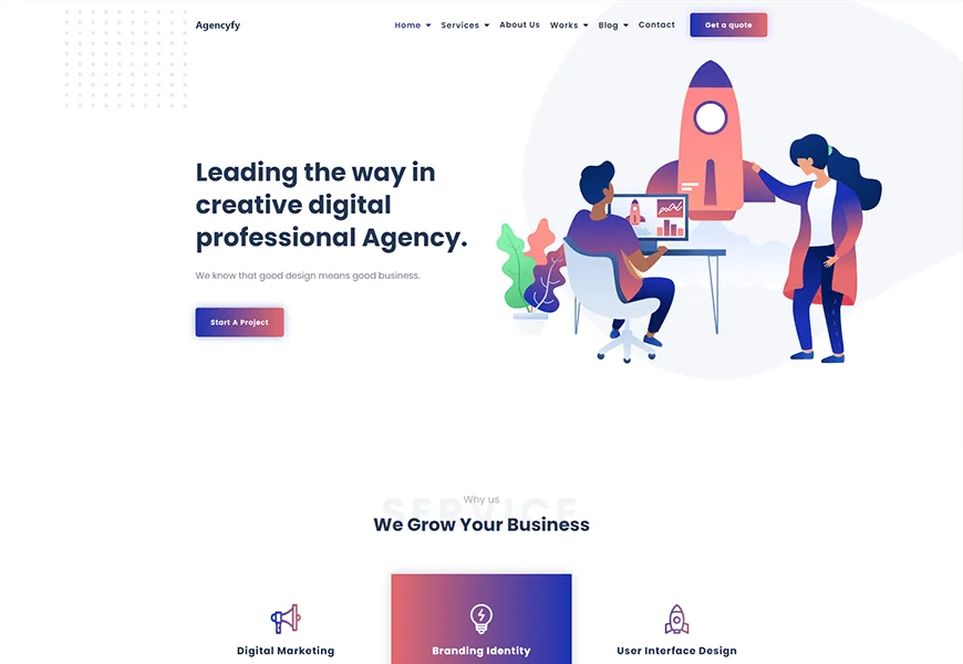 Agencyfy - cel mai bun șablon de site web de marketing digital