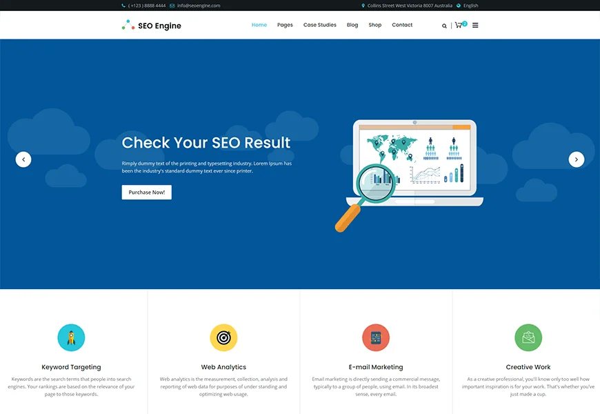 Motor SEO - cele mai bune șabloane de site-uri de marketing digital