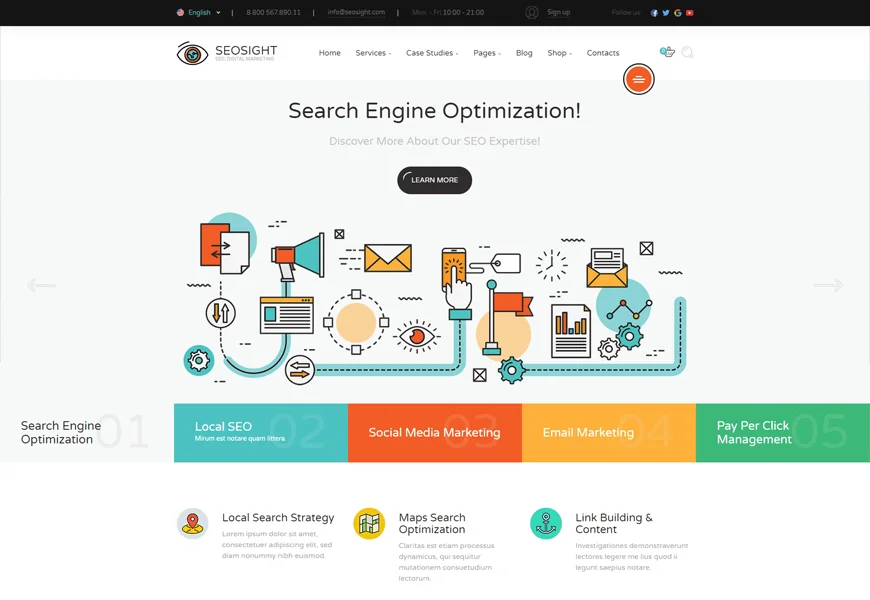 Seosight - șablon de site de marketing digital