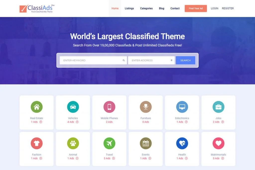 Site-ul Classiads Tema WordPress
