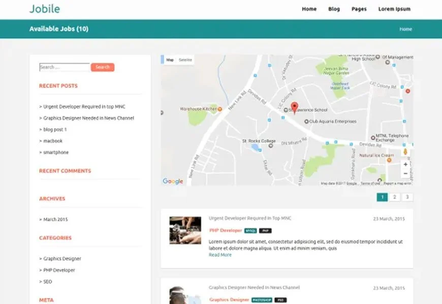 Jobile - temă clasificată gratuită pentru WordPress