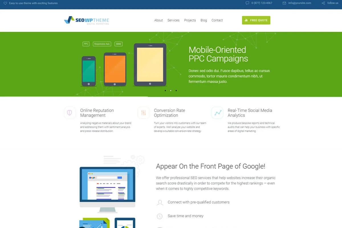 SEOWP es un tema de WordPress para agencias de marketing digital y SEO
