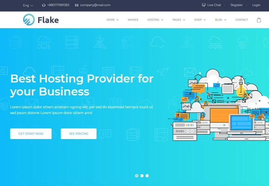 plantillas de sitios web de tecnología para empresa de alojamiento web