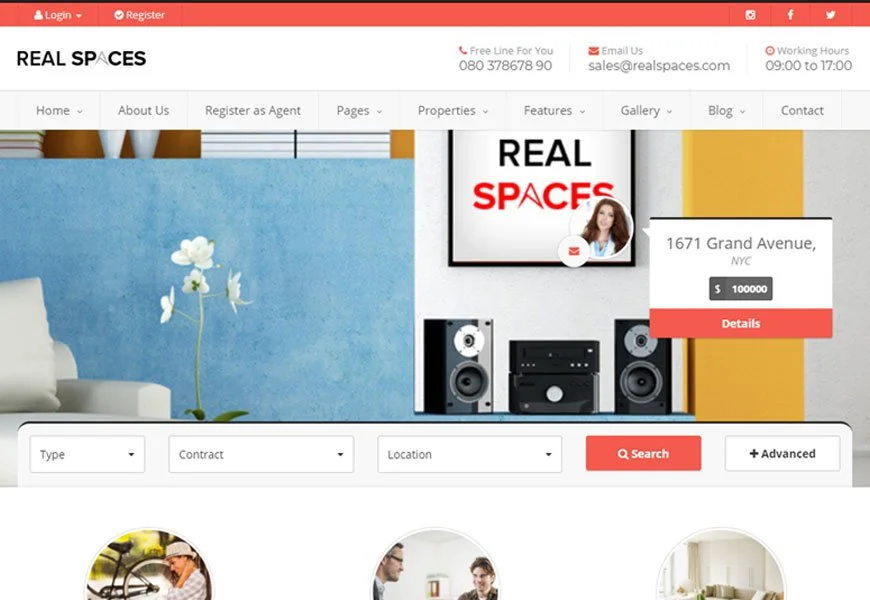 Real Spaces - Plantillas de sitios web de directorios