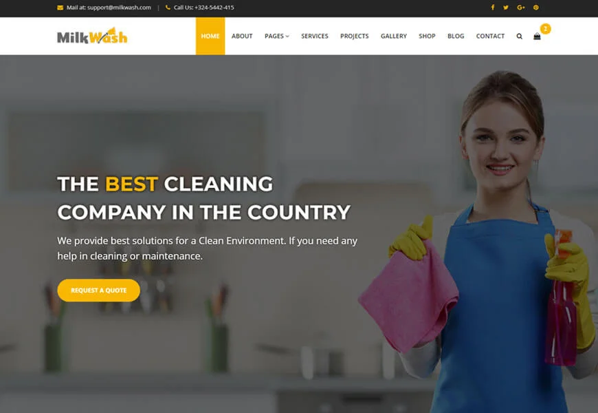 El lavado de leche está muy bien diseñado para limpiar plantillas de sitios web.