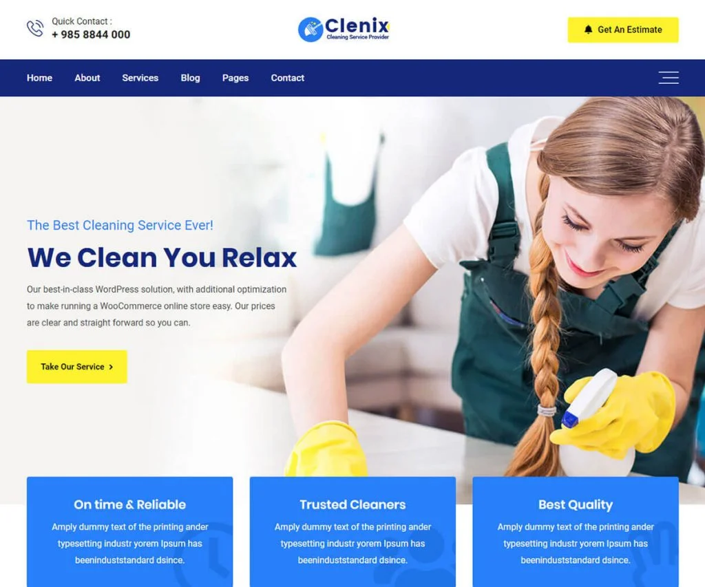 mejores plantillas de sitios web de servicios de limpieza