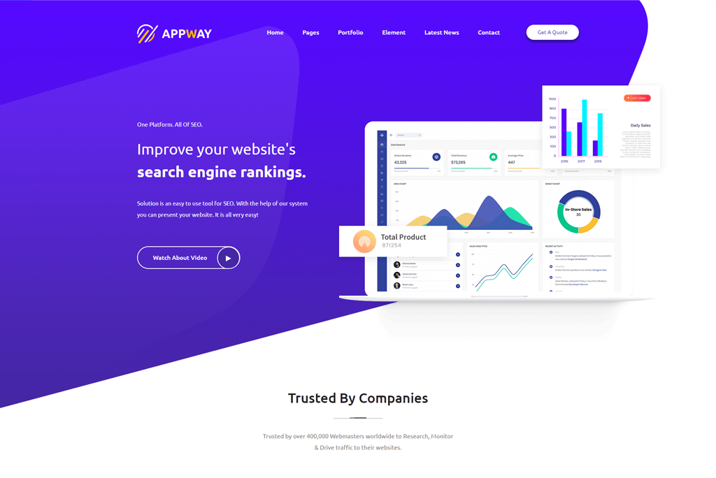 Appway: plantilla de página de destino de la aplicación