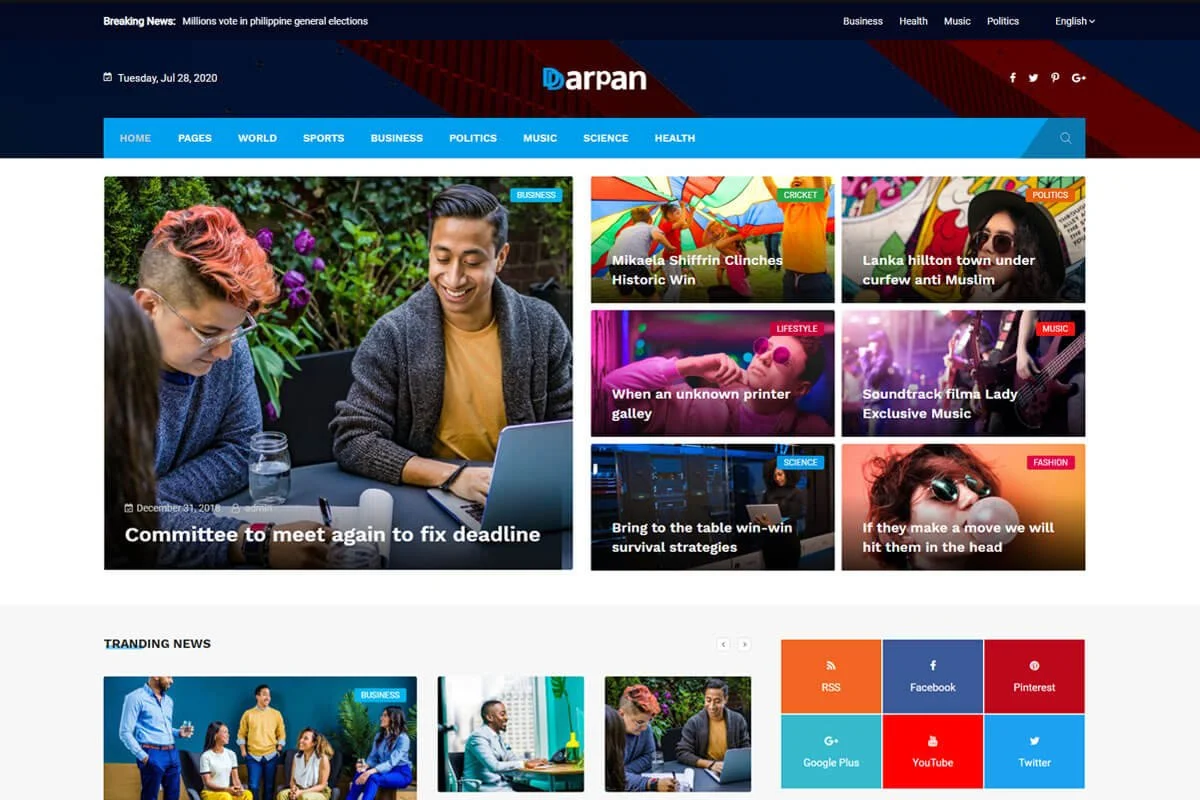 Darpan adalah tema WordPress berita utama
