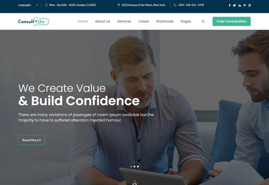 Consult Vita este un șablon de site de consultanță pentru vize