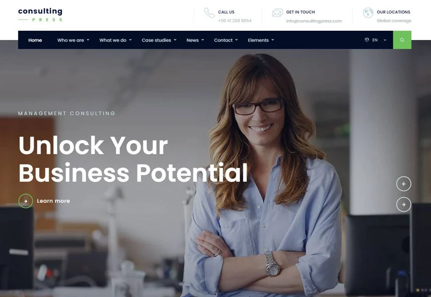 șablon de site web de consultanță în afaceri