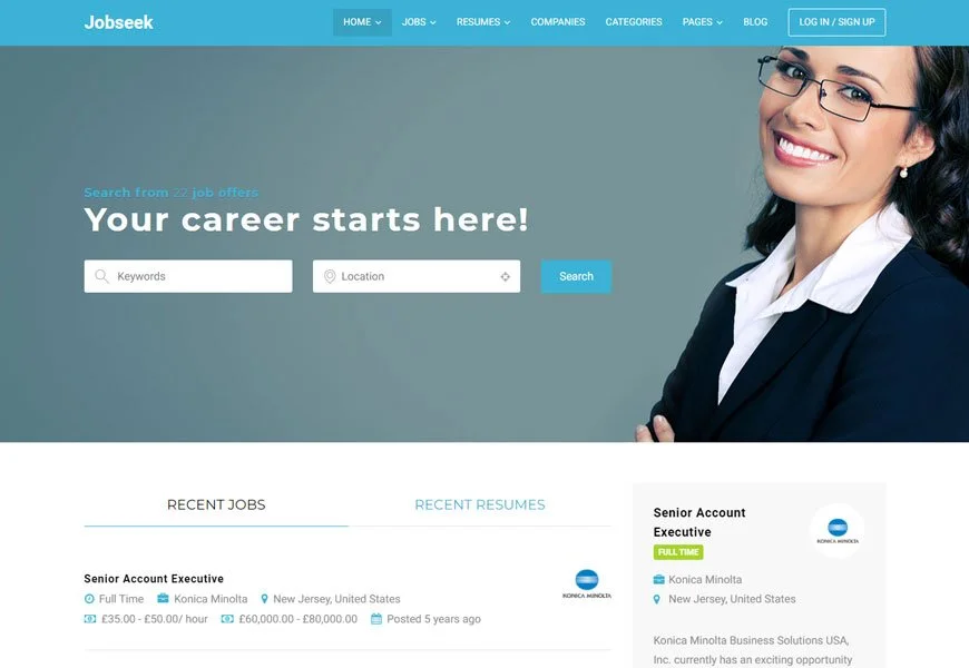 Jobseek - cea mai bună temă WordPress pentru panoul de locuri de muncă