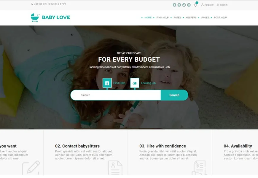 Baby Love - cea mai bună temă WordPress pentru panoul de muncă