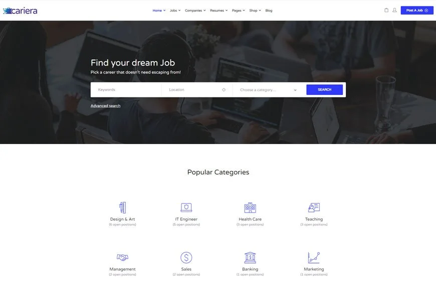 Cariera - temă WordPress pentru job board