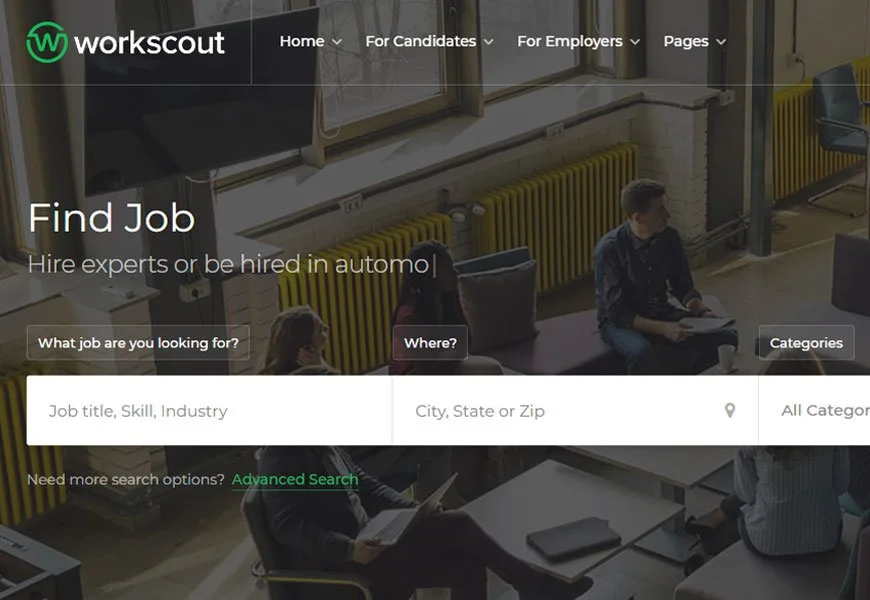 Workscout - temă WordPress pentru panoul de locuri de muncă